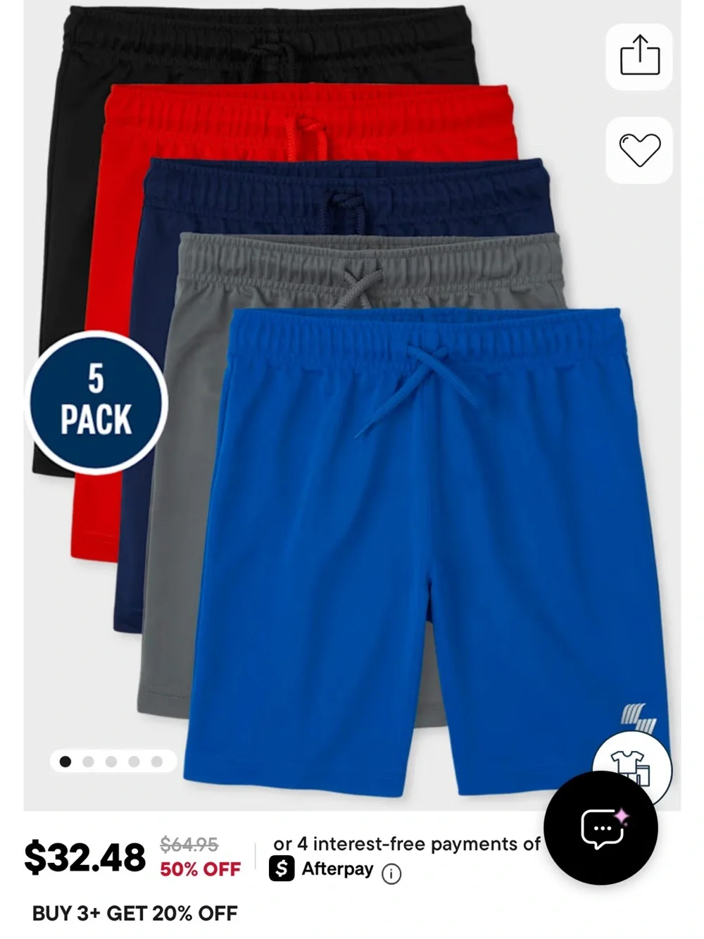 Boys Athletic Shorts Bundle of 5 from Children’s Place size Youth XXL 18